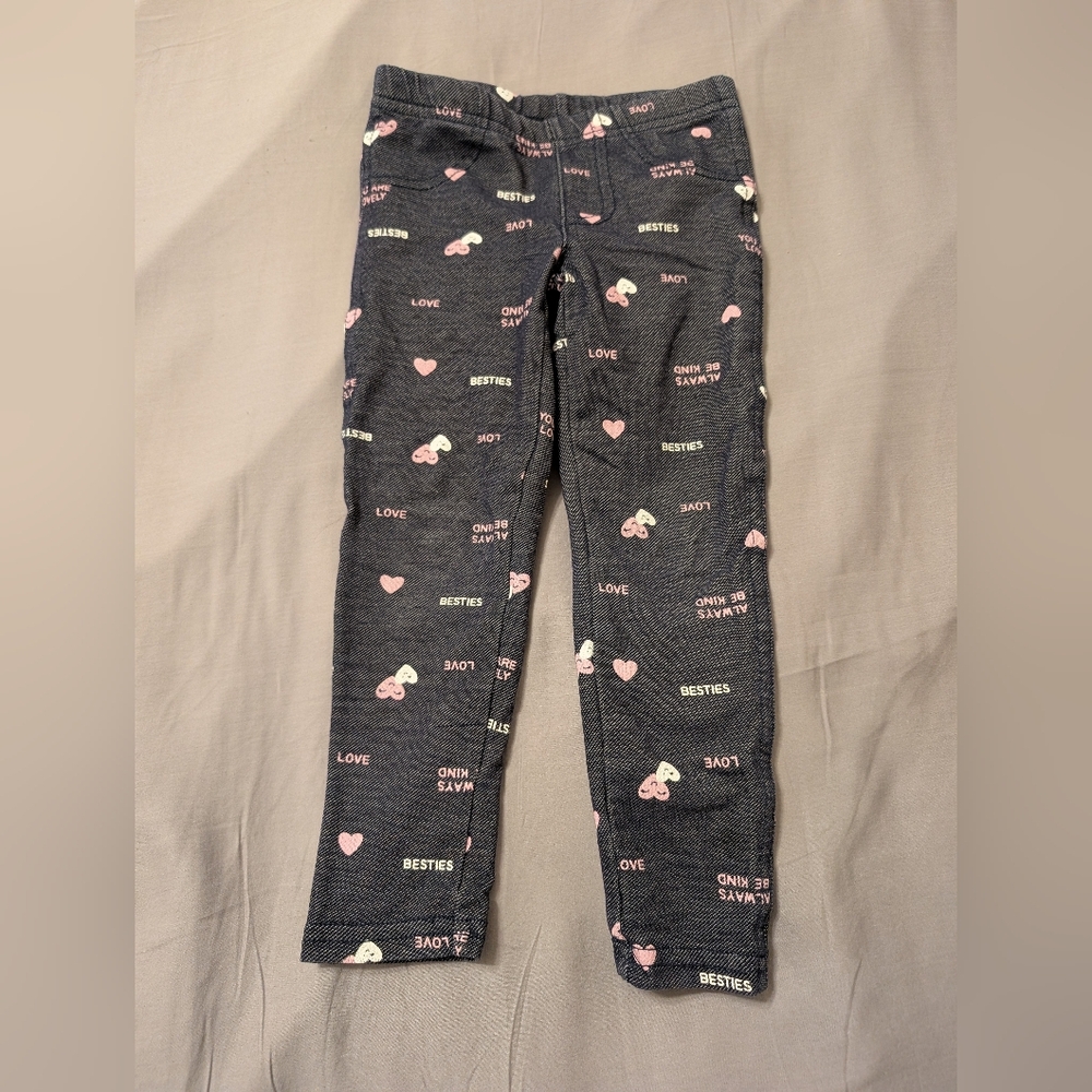 4 For $12 Bundle - Carter's Jeggings With Heart Motif 4T